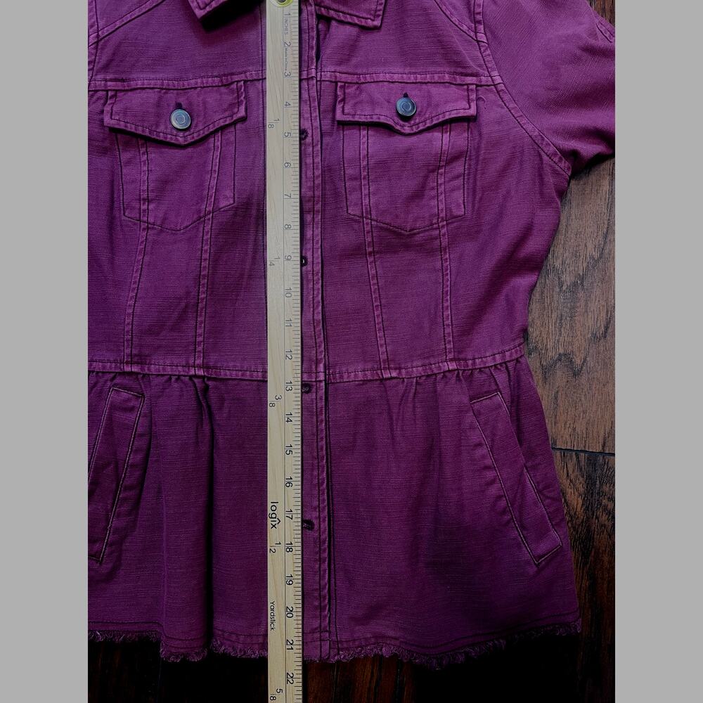 Altar'd State Raw Hem Peplum Rose Color Barbicore Button Jacket Women's Size L - Picture 10 of 10